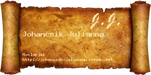 Johancsik Julianna névjegykártya